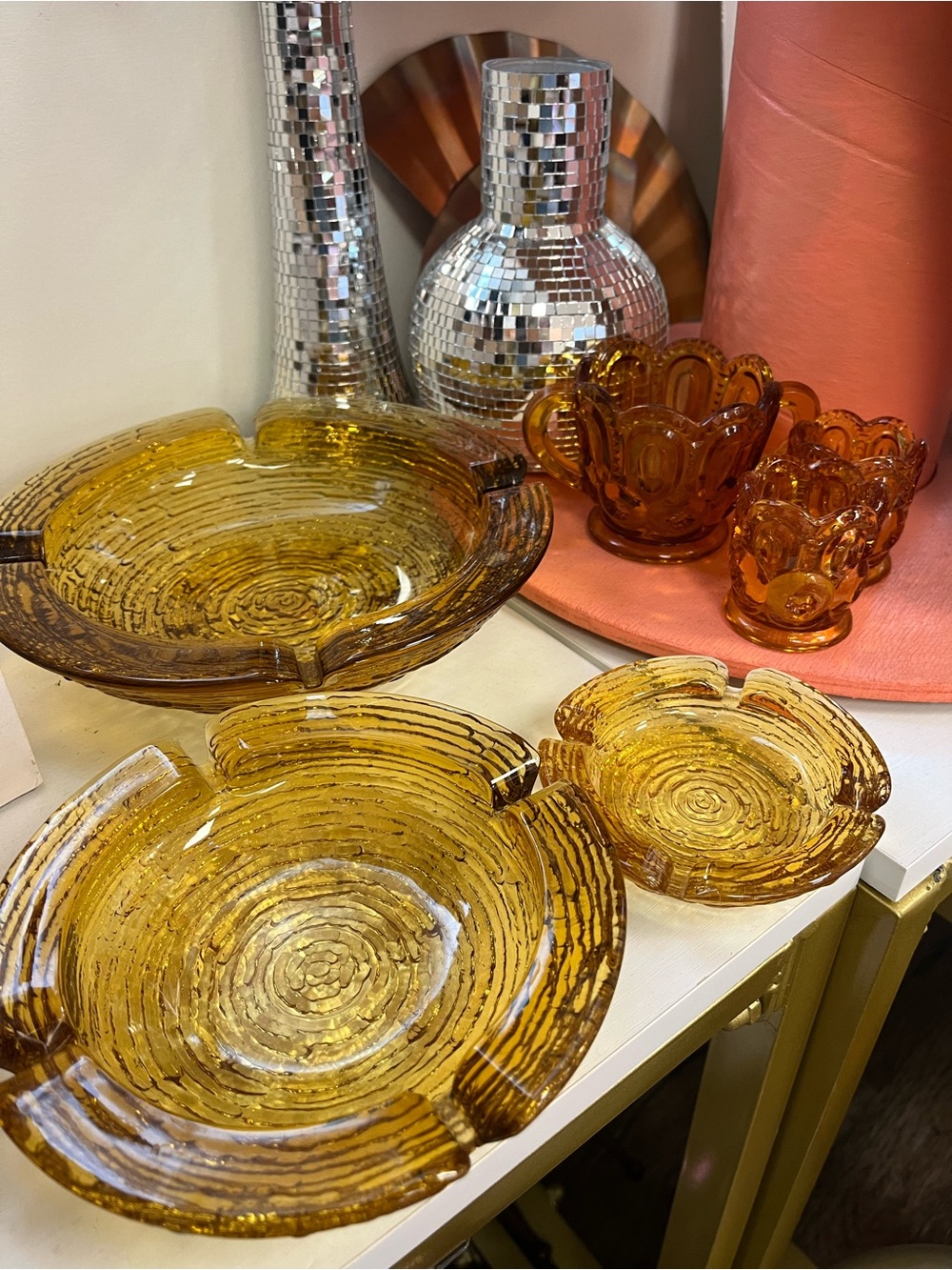 Vintage Anchor Hocking - Soreno Amber Nesting Ashtrays [Set of 3] MCM Glass